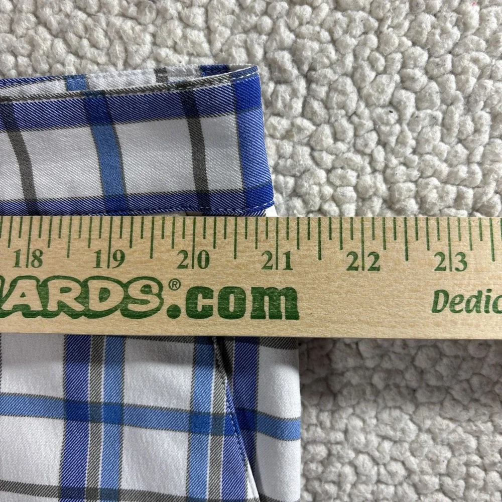 adidas Golf Shorts Men's 40 XL Blue White Plaid Performance Flat Front Bermuda